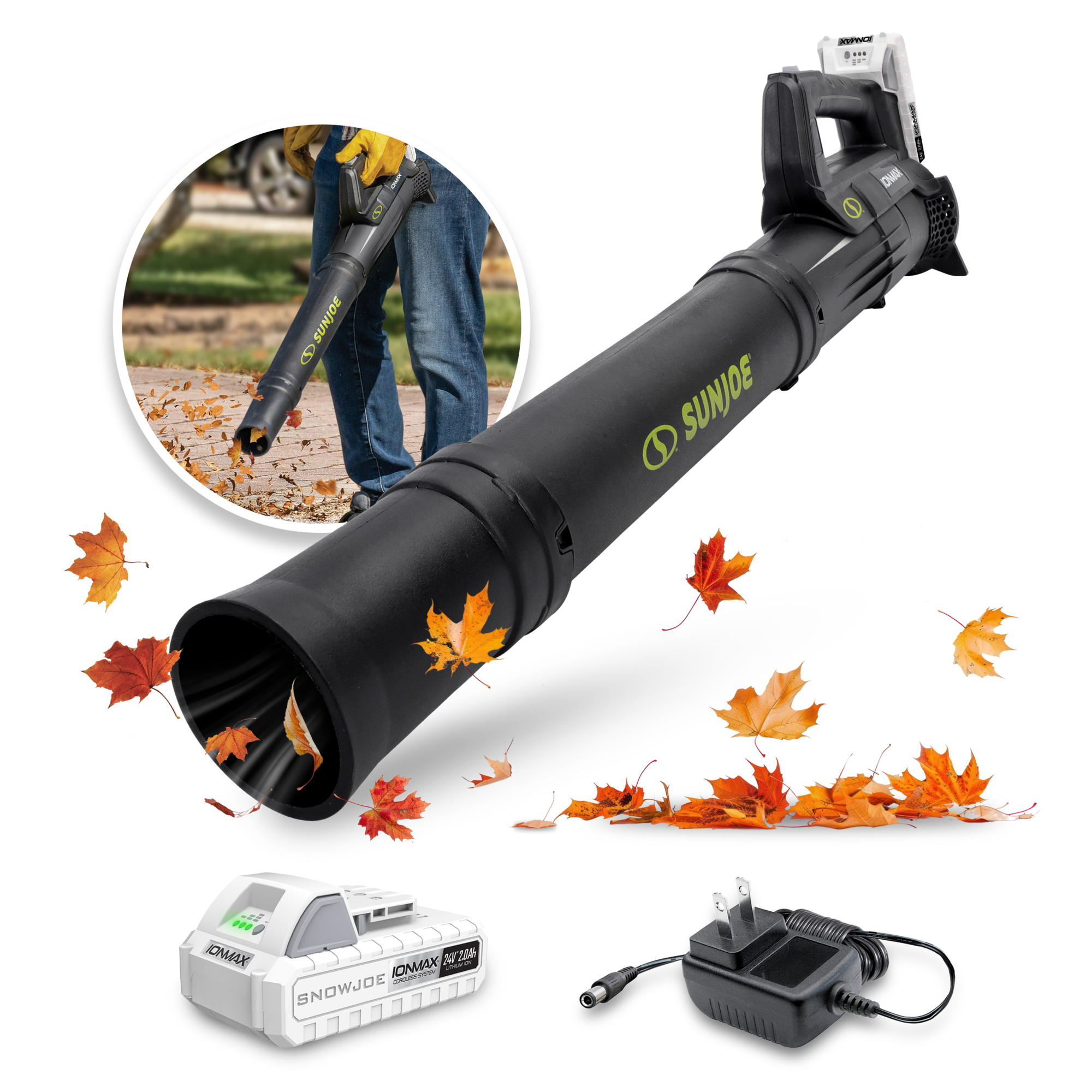 Sun Joe 24-Volt Cordless Compact Turbine Jet Blower — 100 MPH, 280 CFM, 2.0Ah Battery and Charger, Model# 24V-TB-LTE